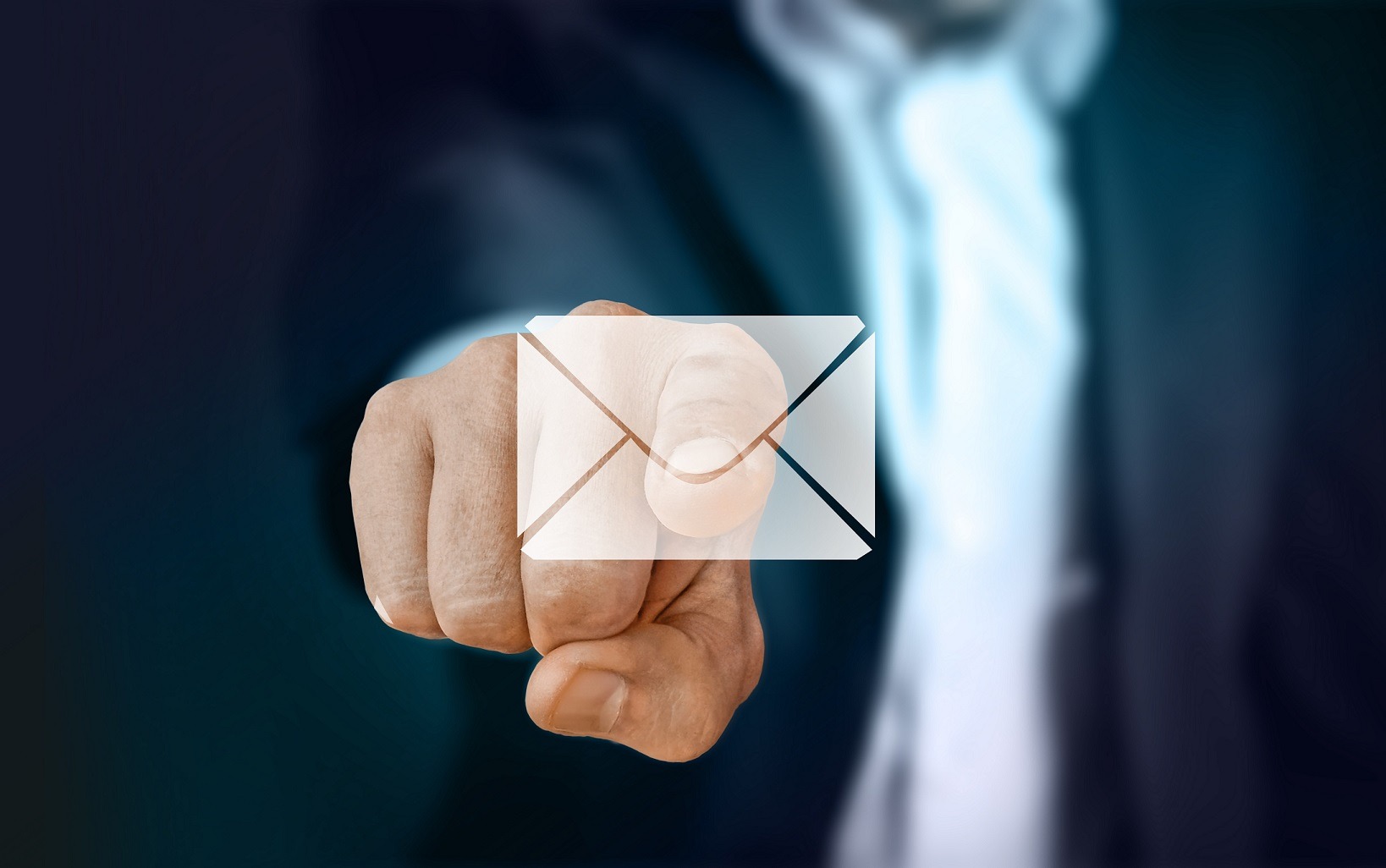 Best Email for Business Featured Image: Businessman Pressing An Email Button