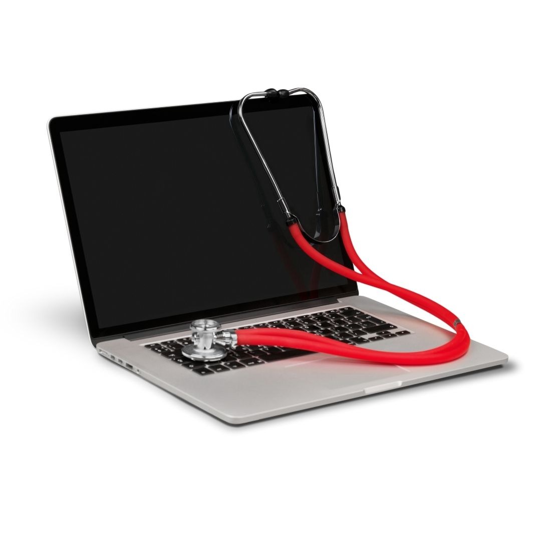 Laptop and a stethoscope on top of it | Feautured image for Current IT Security Threats and Alerts