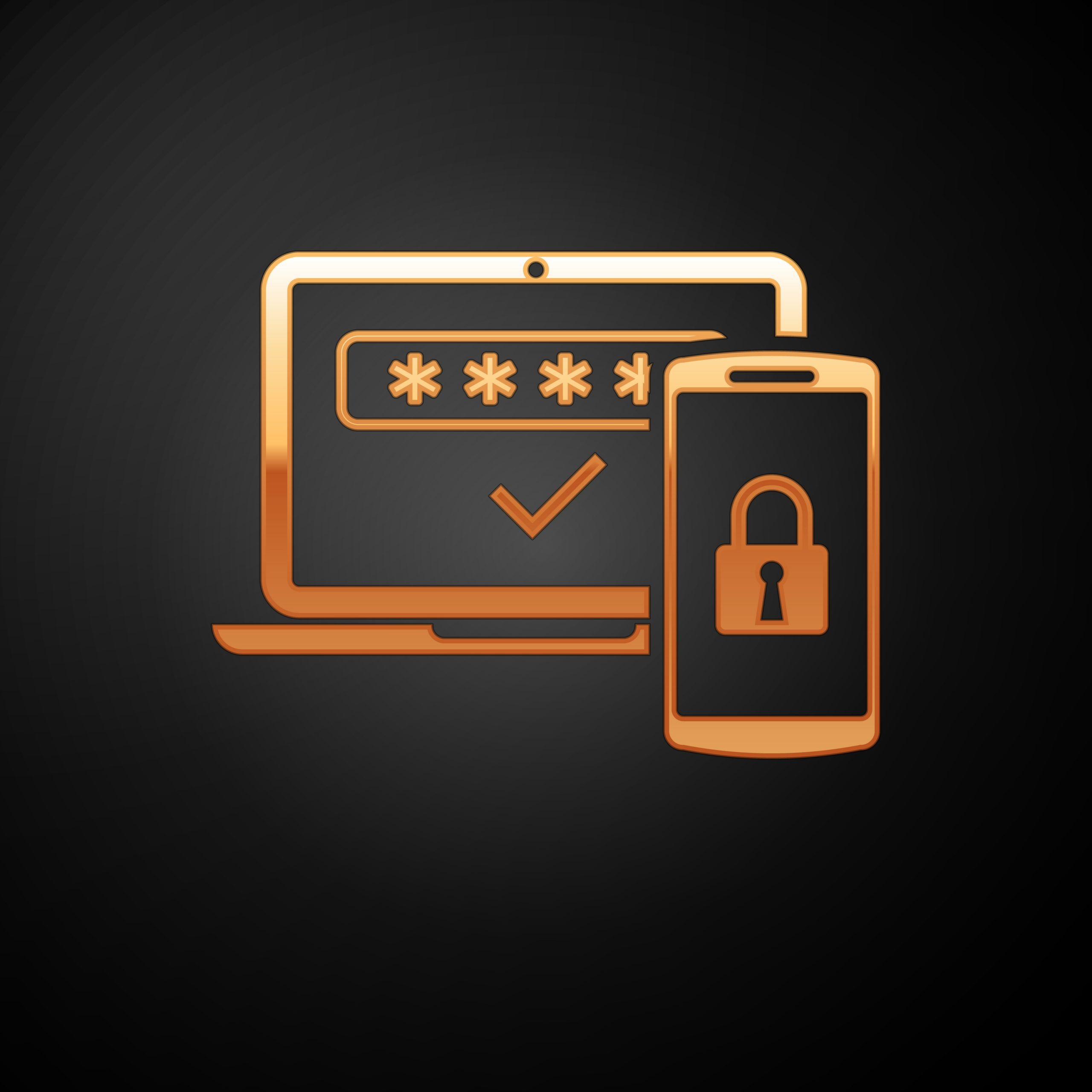 Gold clip-art style design of phone and computer | Featured Image for Two Factor Authentication: What’s the Best Method? | Blog
