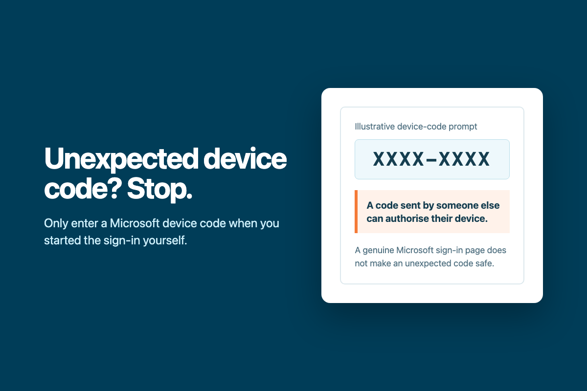 Unexpected Microsoft device code warning
