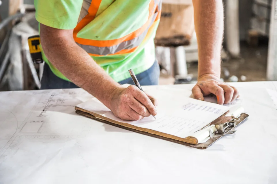 Illustrative commercial fitout planning over construction drawings